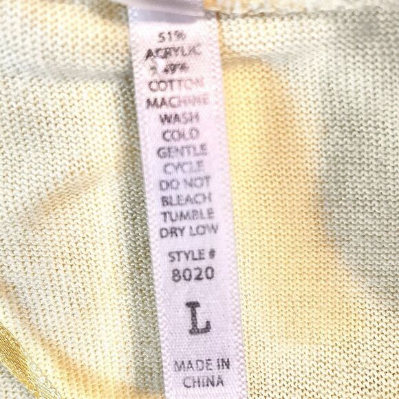 COLOR STORY V Neck Cardigan Sweat Yellow Snap Front Long Sleeve TOP Women’s L - Picture 8 of 8